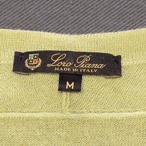 Cashmere Loro Piana vintage short sleeve top, yellow w/ goldtone branding detail